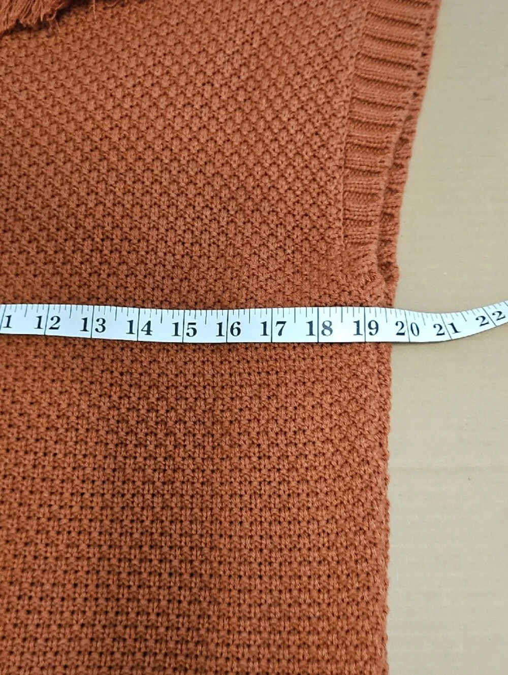 Vigoss Burnt Orange Fringe Cable V-Neck Sweater Vest
